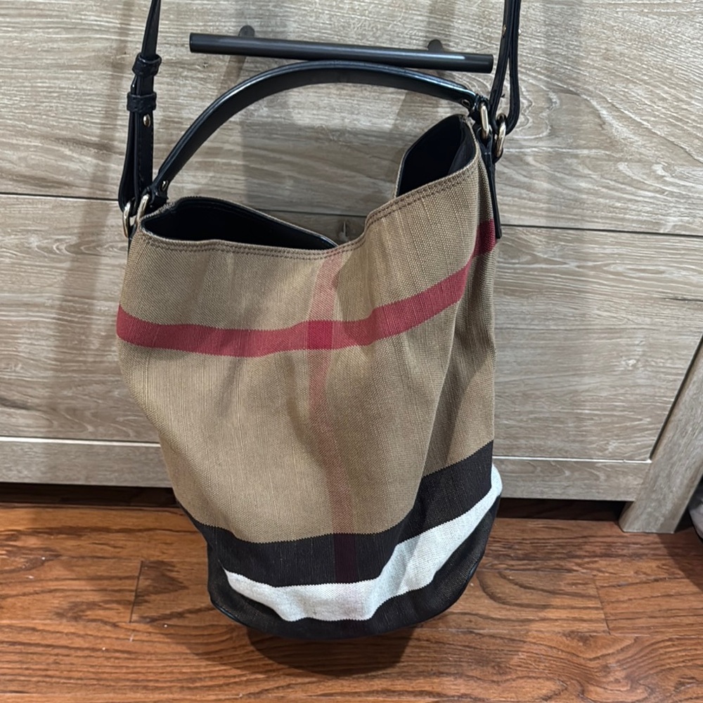 Burberry Striped Canvas Bucket Bag